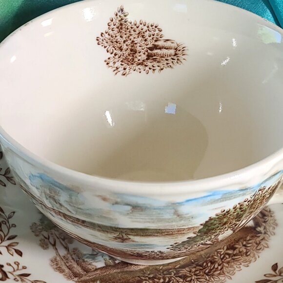 Flat Cup & Saucer Set - Mount Vernon Garden House Windsor Ware-Brown Multicolor - Picture 2 of 8